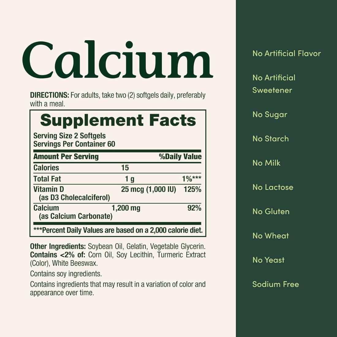 Nature's Bounty Calcium 1200mg with Vitamin D3, 120 Rapid Softgels