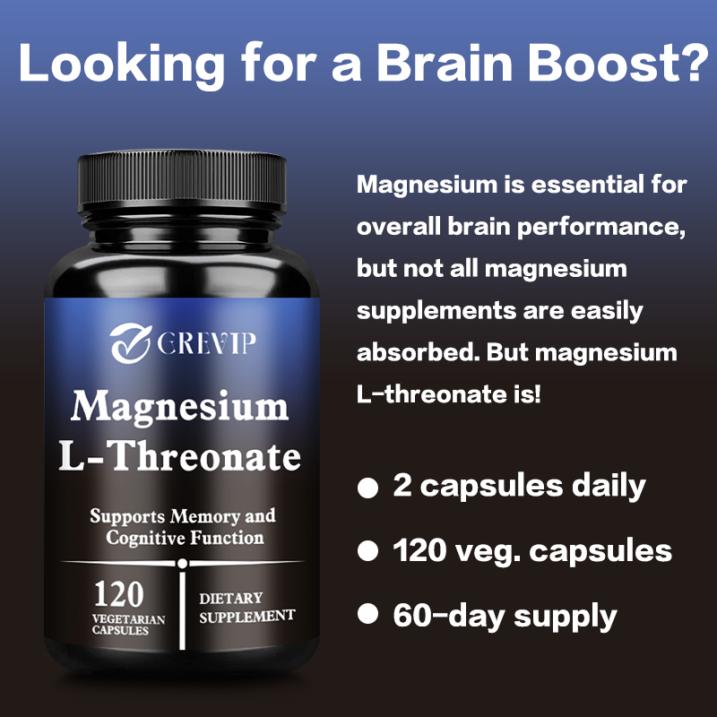 Grevip Magnesium L-Threonate Brain Health & Cognitive Function Support 120 Capsules