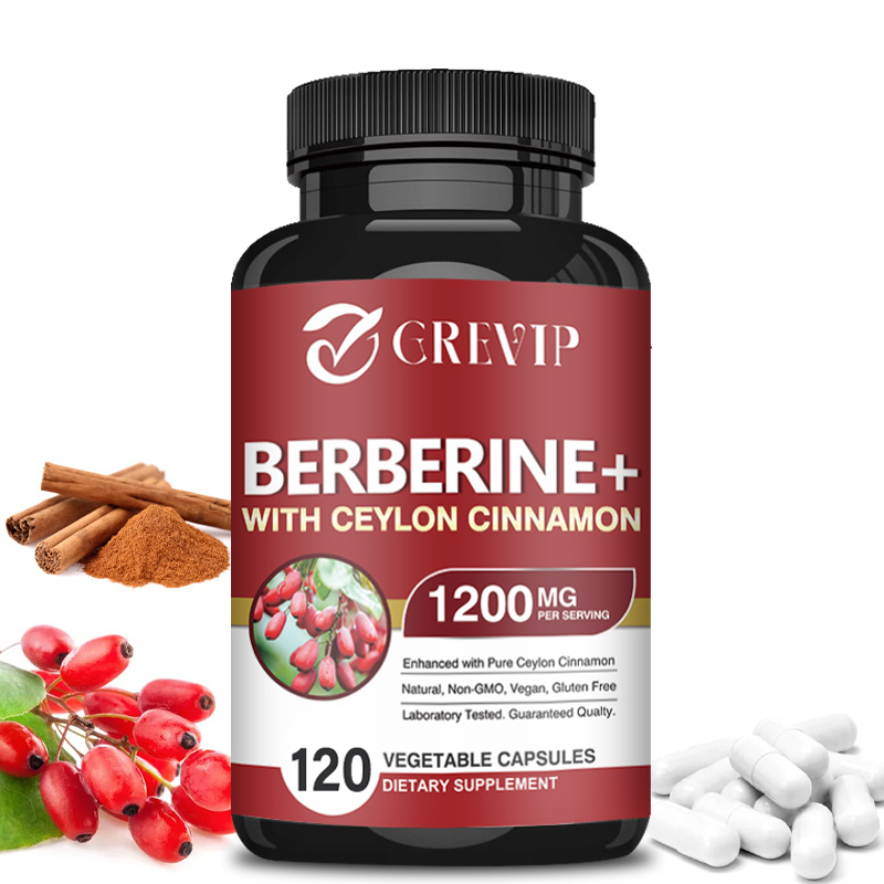 Grevip Berberine with Ceylon Cinnamon Supplement, 120 VegCapsules