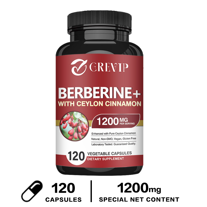 Grevip Berberine with Ceylon Cinnamon Supplement, 120 VegCapsules
