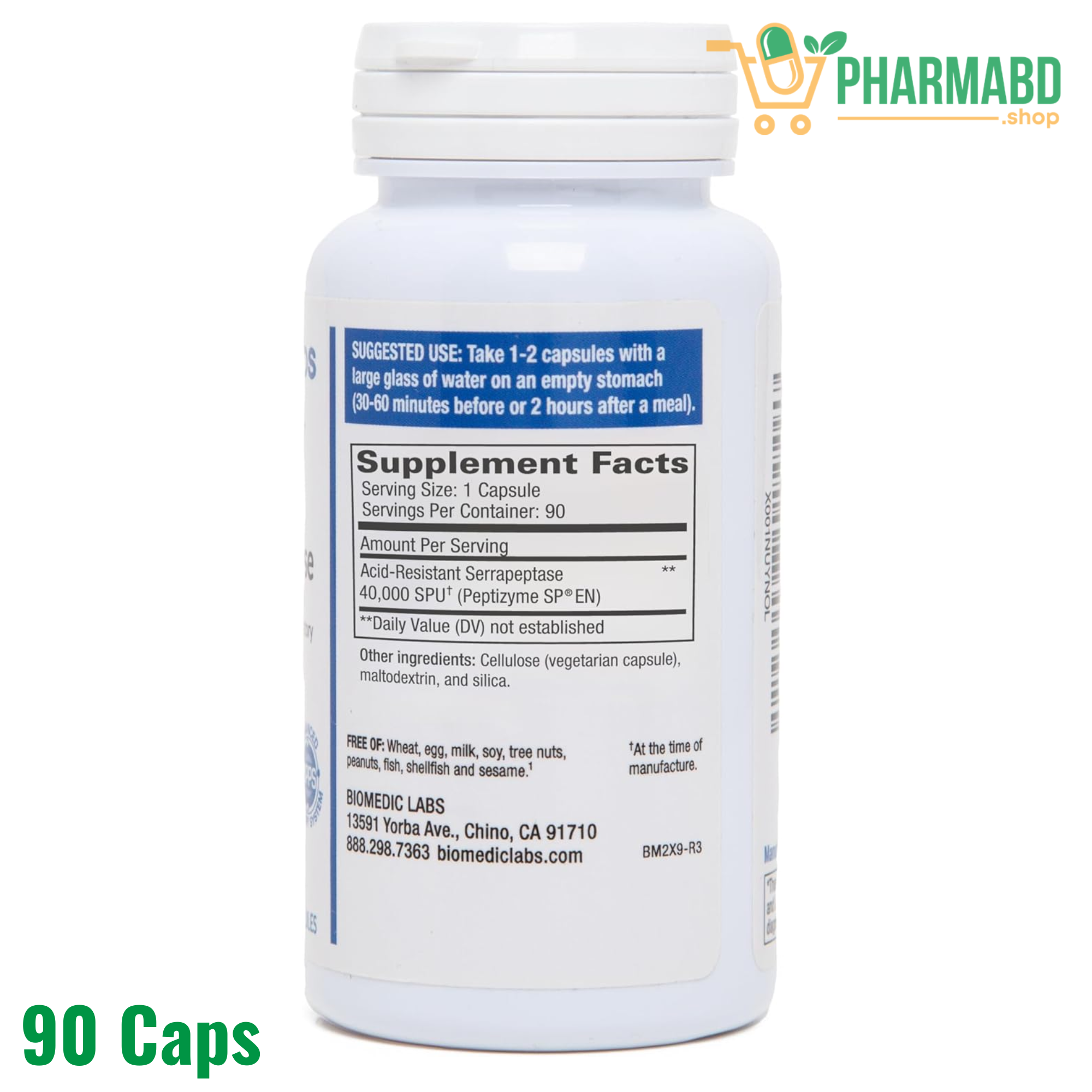 Biomediclabs Serra-RX 40,000 SPU Serrapeptase 90 VegCaps