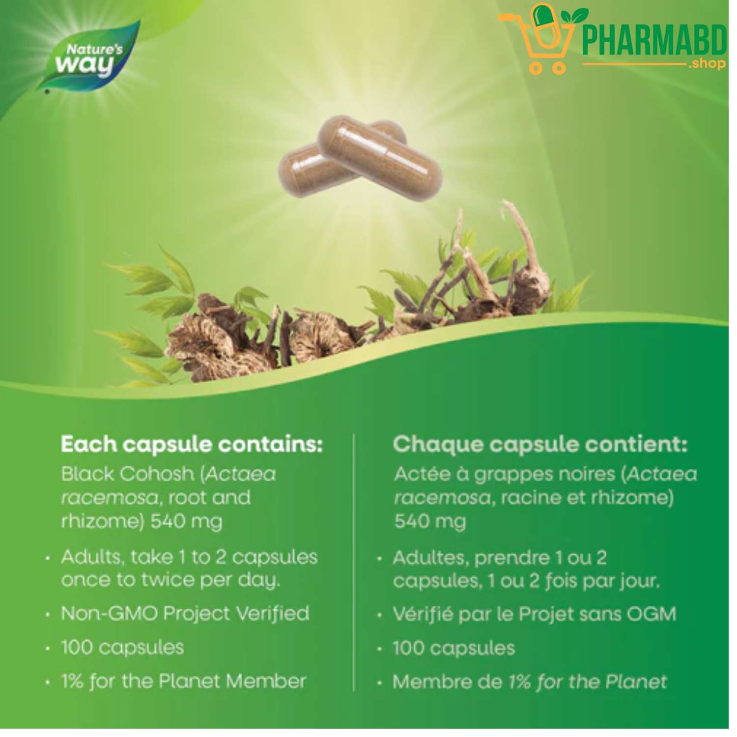 Nature's Way Herbs Black Cohosh Root 100 Capsules