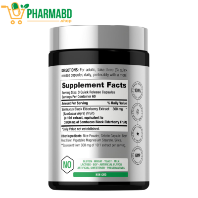 Horbäach Black Elderberry 3000 mg, 180 Capsules