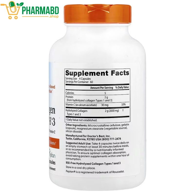 Doctor's Best, Collagen Types 1 & 3 & Vitamin C, 240 Caps