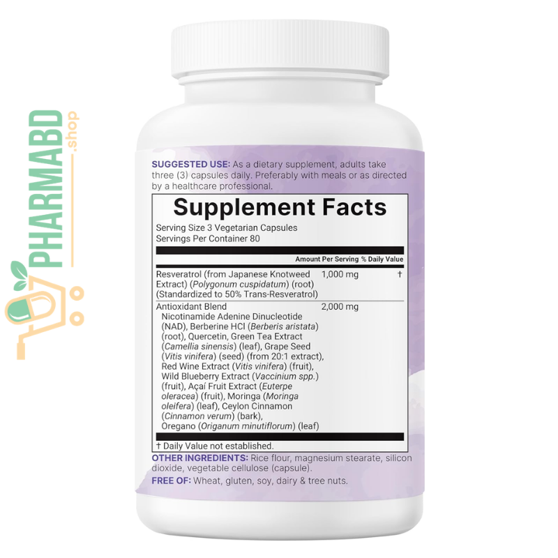 Micro Ingredients Resveratrol NAD Complex 3,000 mg, 240 VegCaps
