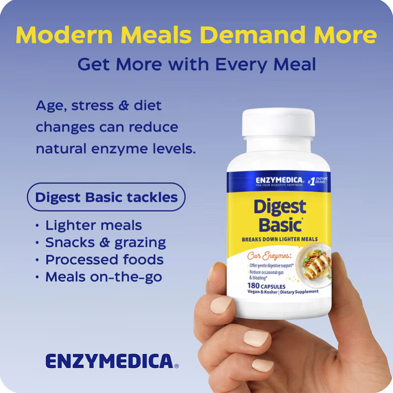 Enzymedica Digest Basic, Helps Gas & Bloating, 180 Caps