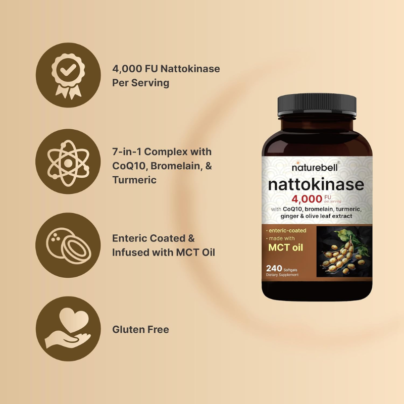 NatureBell Nattokinase 4,000 FU, 240 Softgels