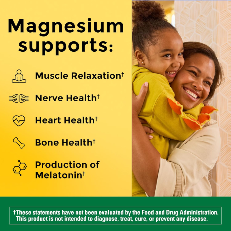 Nature Made Magnesium Oxide 250 mg for Muscle Relaxation, 200 Tablets