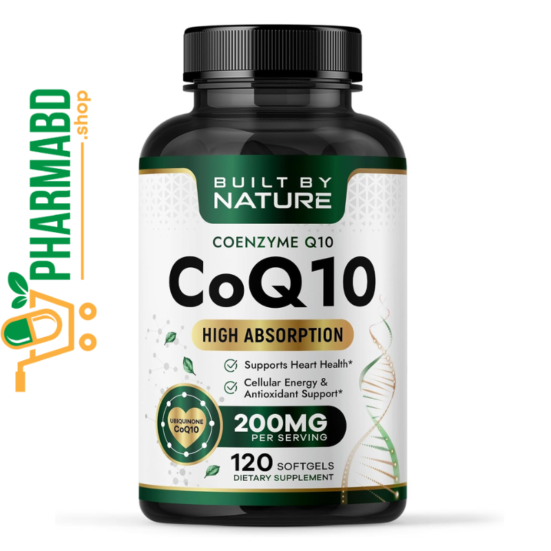 Built by Nature CoQ10 Supplement 200 mg, with Coconut MCT Oil, 120 Softgels