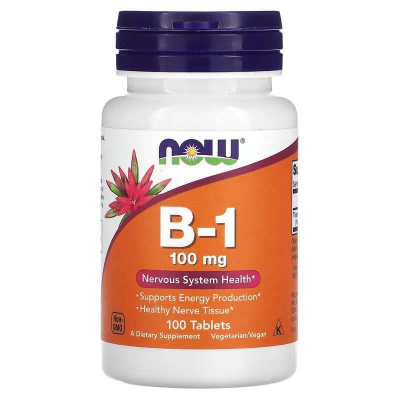 NOW Foods, Vitamin B-1, 100 mg, Nervous System Health, 100 Tablets