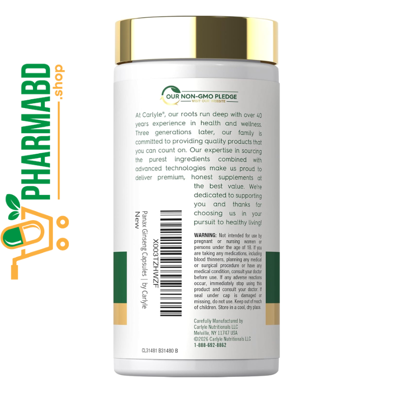 Carlyle Panax Ginseng & Ginkgo 120 VegCapsules