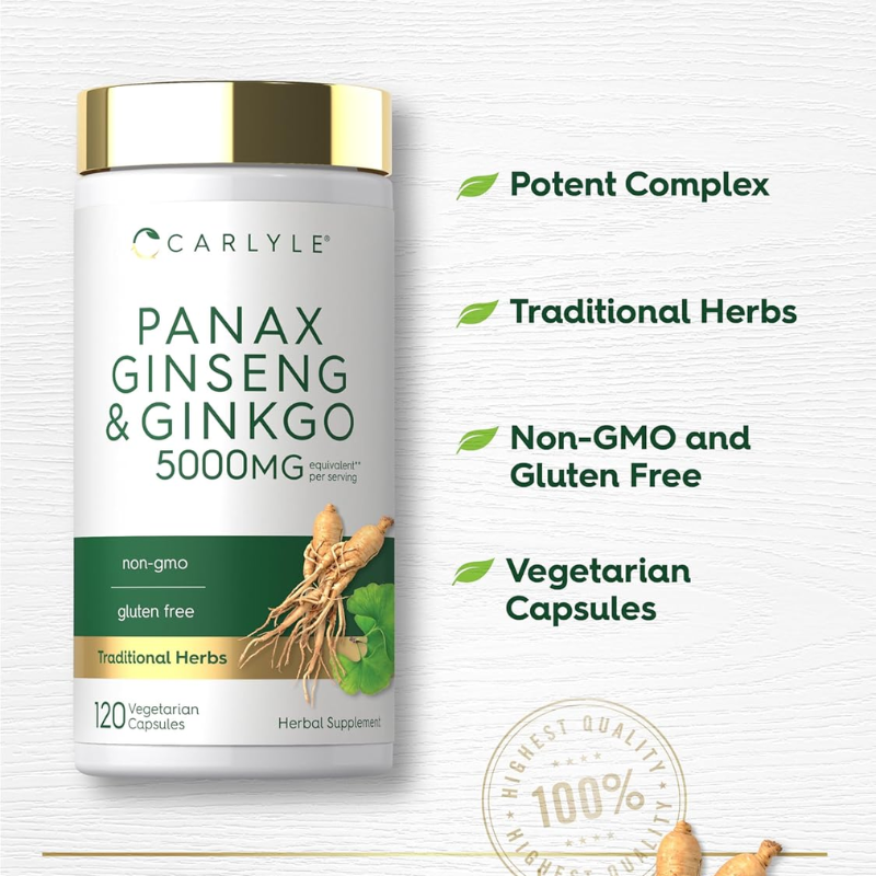 Carlyle Panax Ginseng & Ginkgo 120 VegCapsules