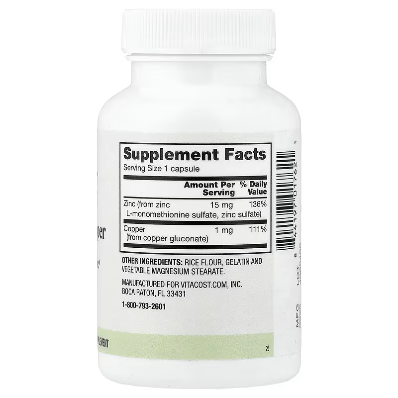 Vitacost, Everyday, Zinc & Copper, 100 Capsules