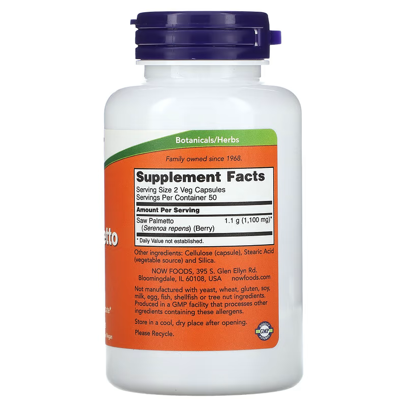 NOW Foods, Saw Palmetto Berries, 550 mg, 100 Veg Caps