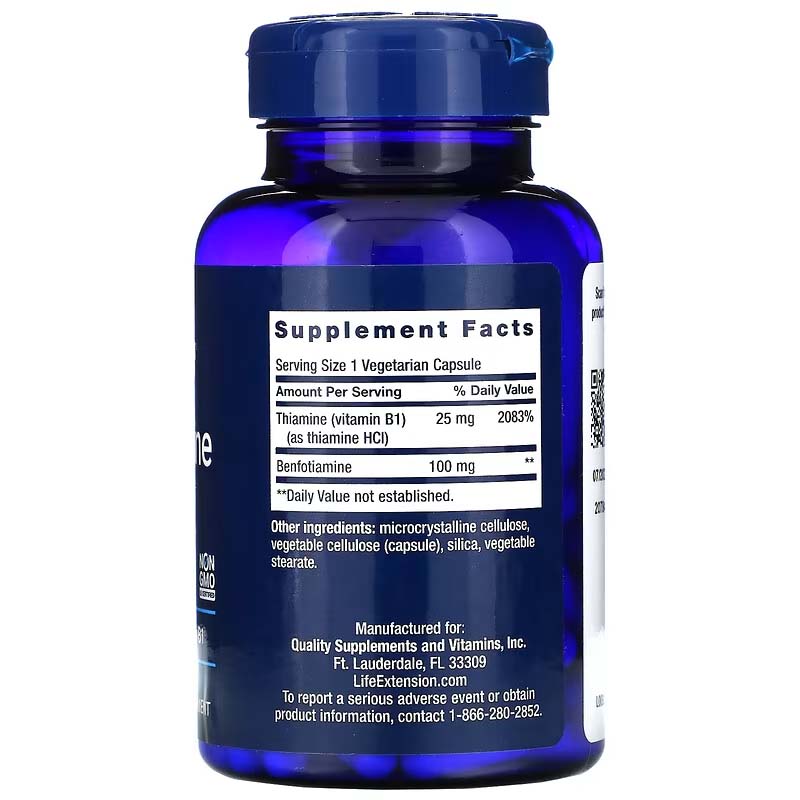 Life Extension, Benfotiamine with Thiamine, 100 mg, 120 Veg Capsules