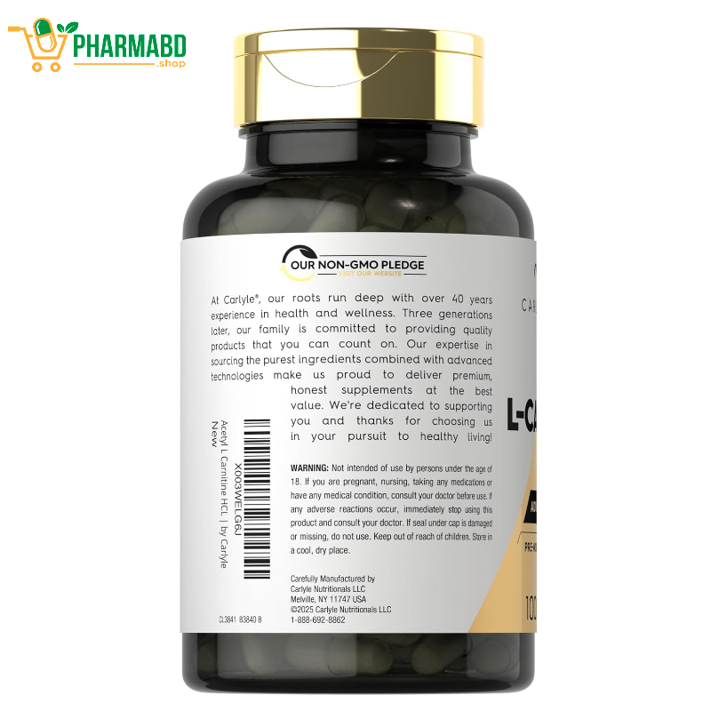 Carlyle Acetyl L-Carnitine HCL 1000mg  100 Caps