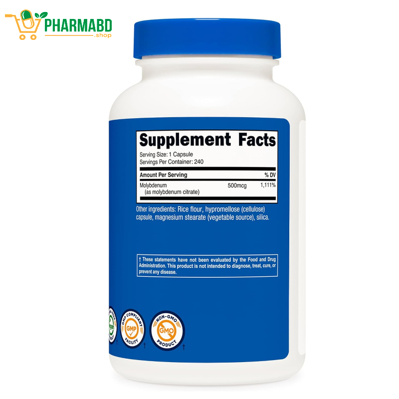 Nutricost Molybdenum Supplement, 500mcg, 240 Capsules
