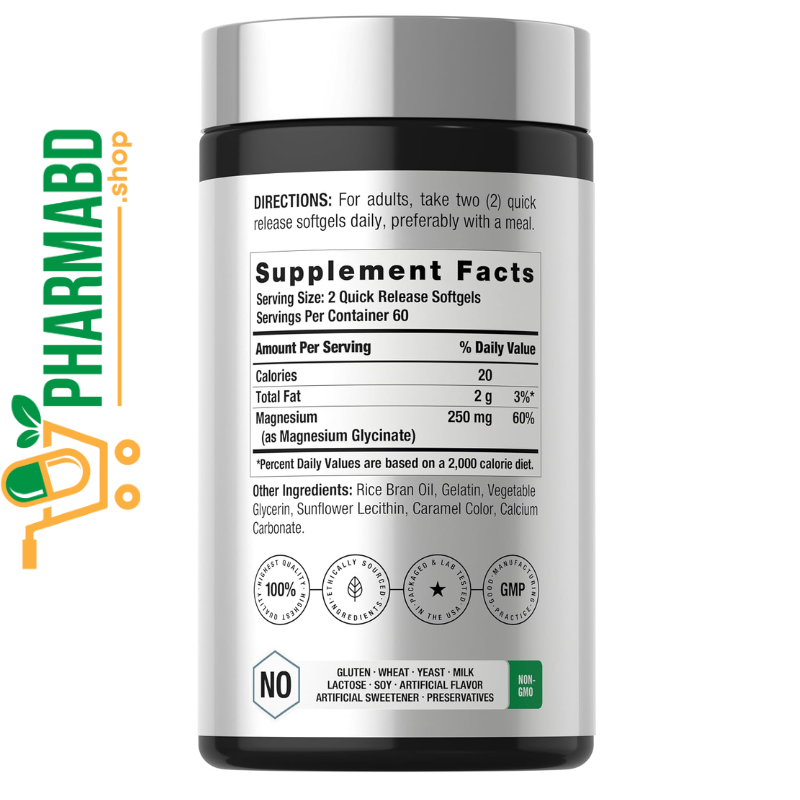 Horbäach Magnesium Glycinate 250mg, 120 Softgels