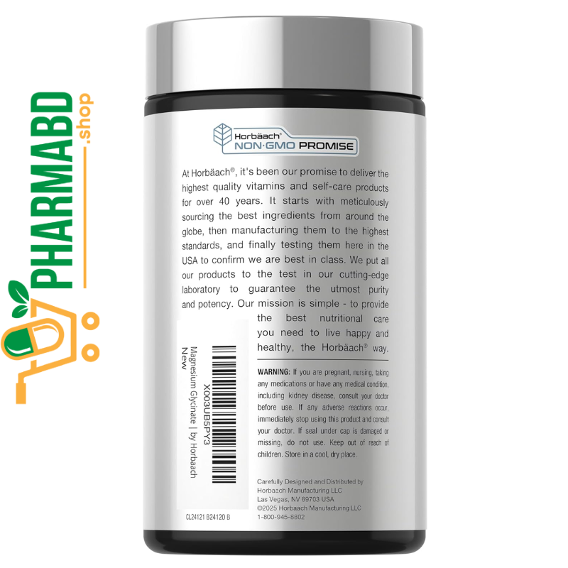 Horbäach Magnesium Glycinate 250mg, 120 Softgels
