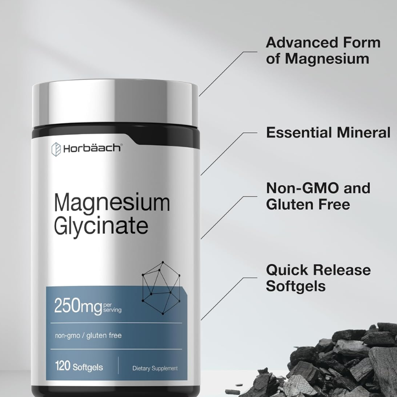 Horbäach Magnesium Glycinate 250mg, 120 Softgels