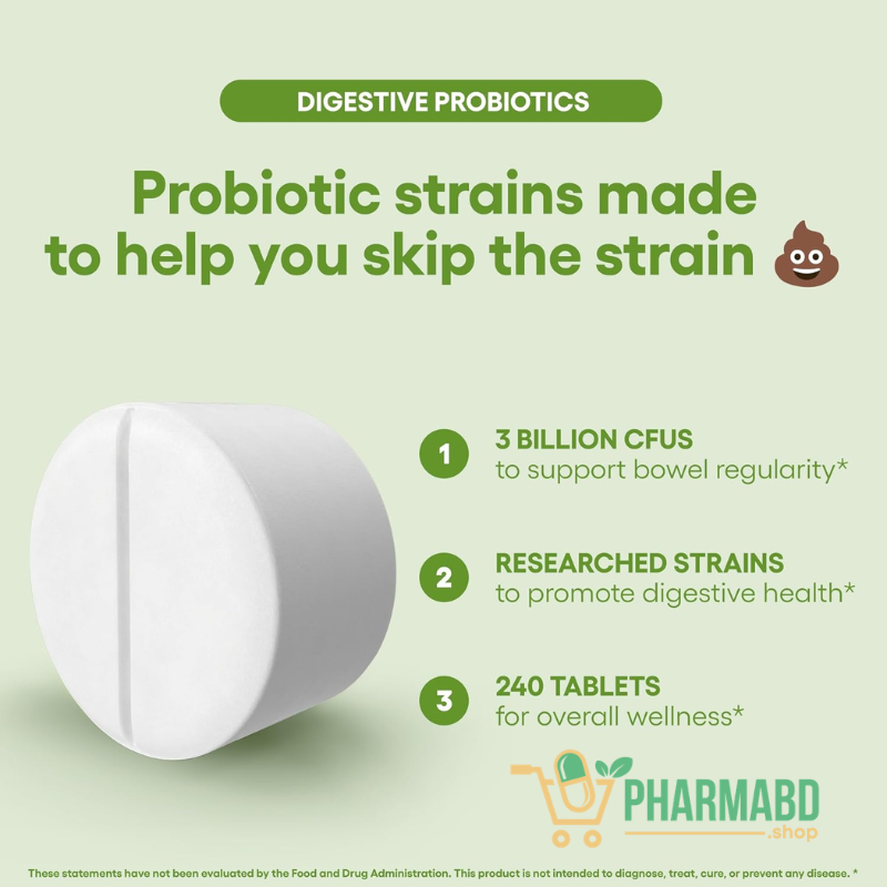 Natural Foundation Digestive Probiotics, Gut Health, 240 Tablets
