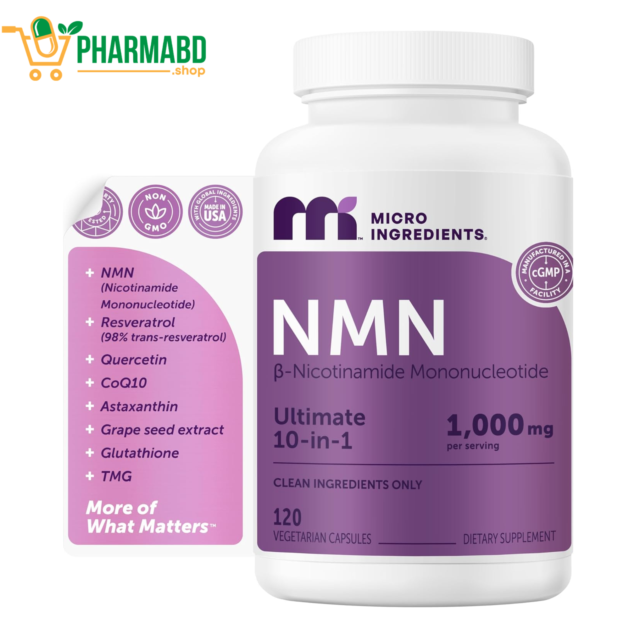 Micro Ingredients NMN Complex 1000 mg, 120 Veg Caps