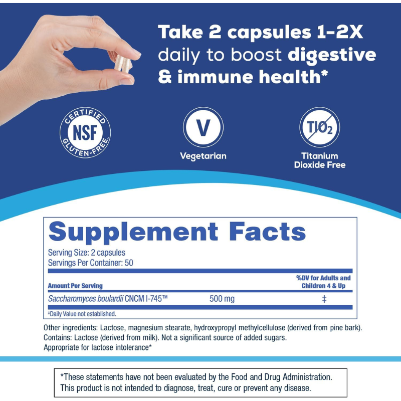 Florastor Probiotic for Digestive and Immune Health, 100 Caps
