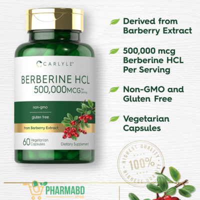 Carlyle Berberine HCL Supplement, 500,000 mcg, 60 Capsules