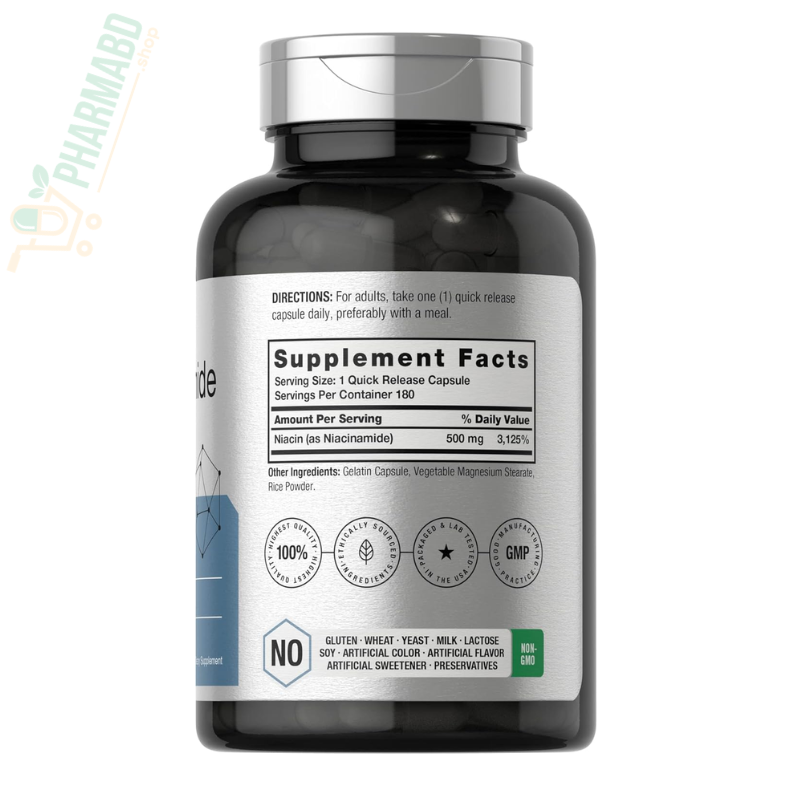 Horbäach Nicotinamide Supplement, 500 mg, 180 Capsules