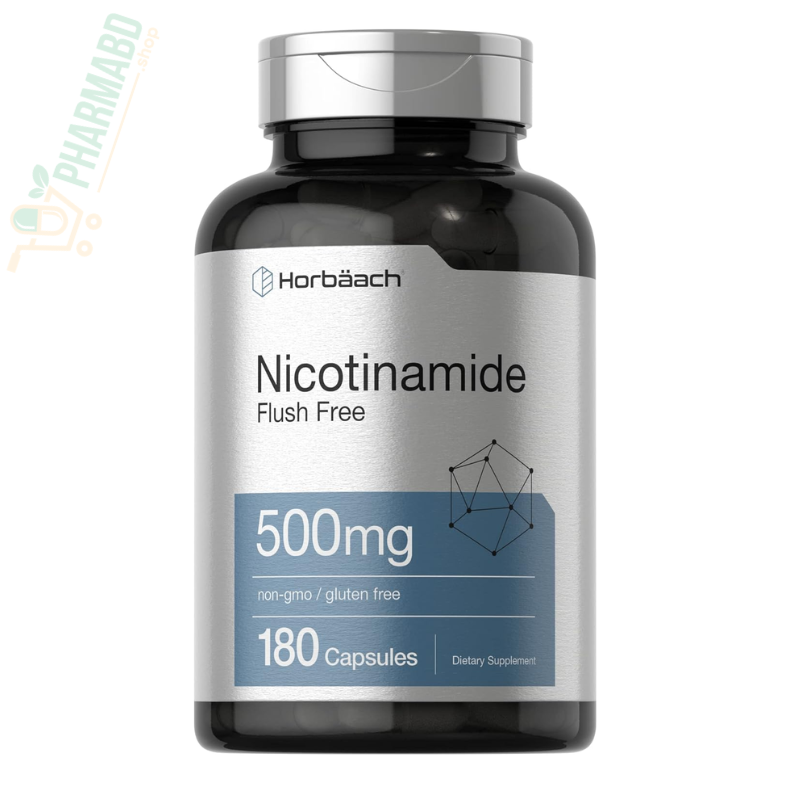 Horbäach Nicotinamide Supplement, 500 mg, 180 Capsules