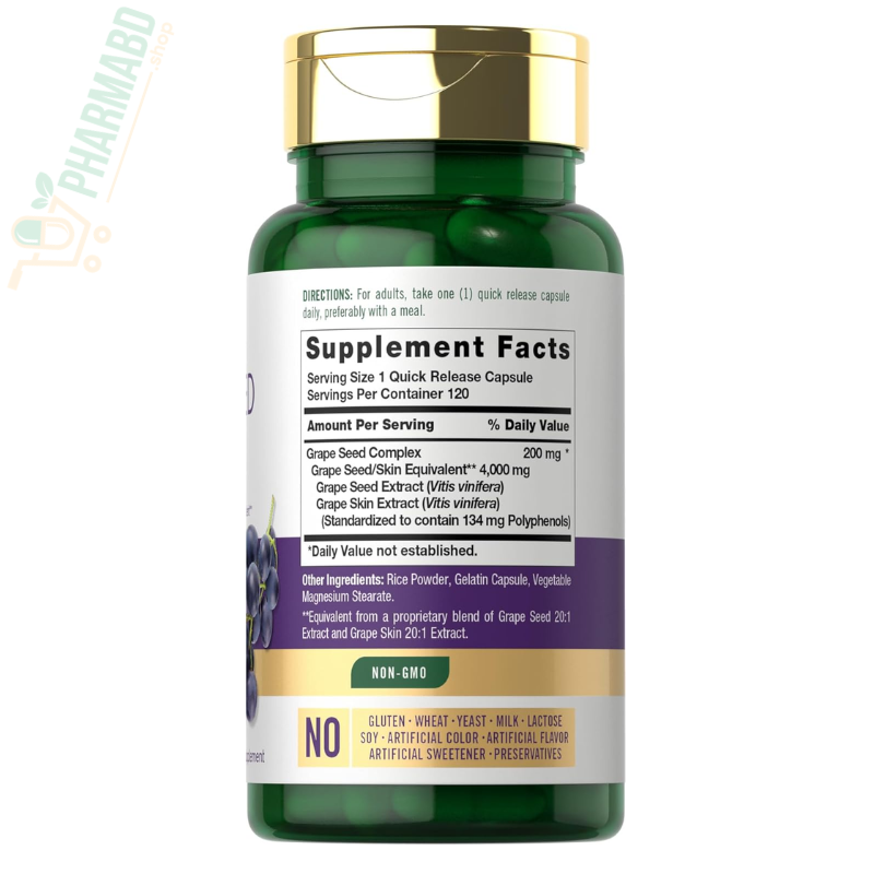 Carlyle Grape Seed Extract Supplement, 120 Capsules