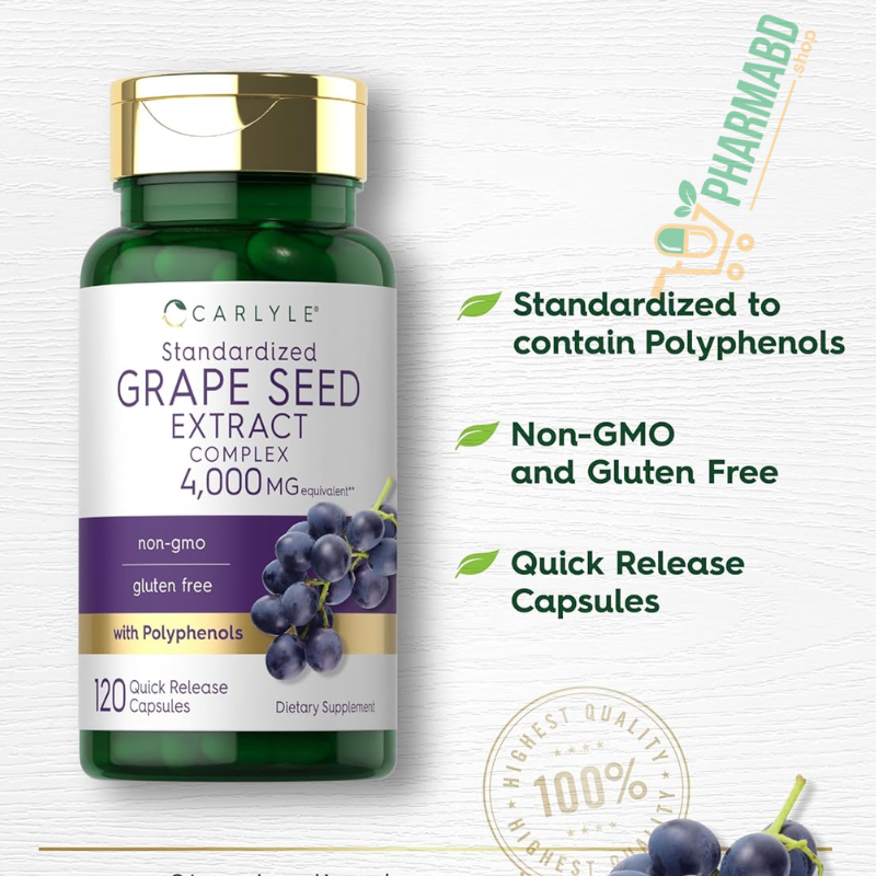 Carlyle Grape Seed Extract Supplement, 120 Capsules