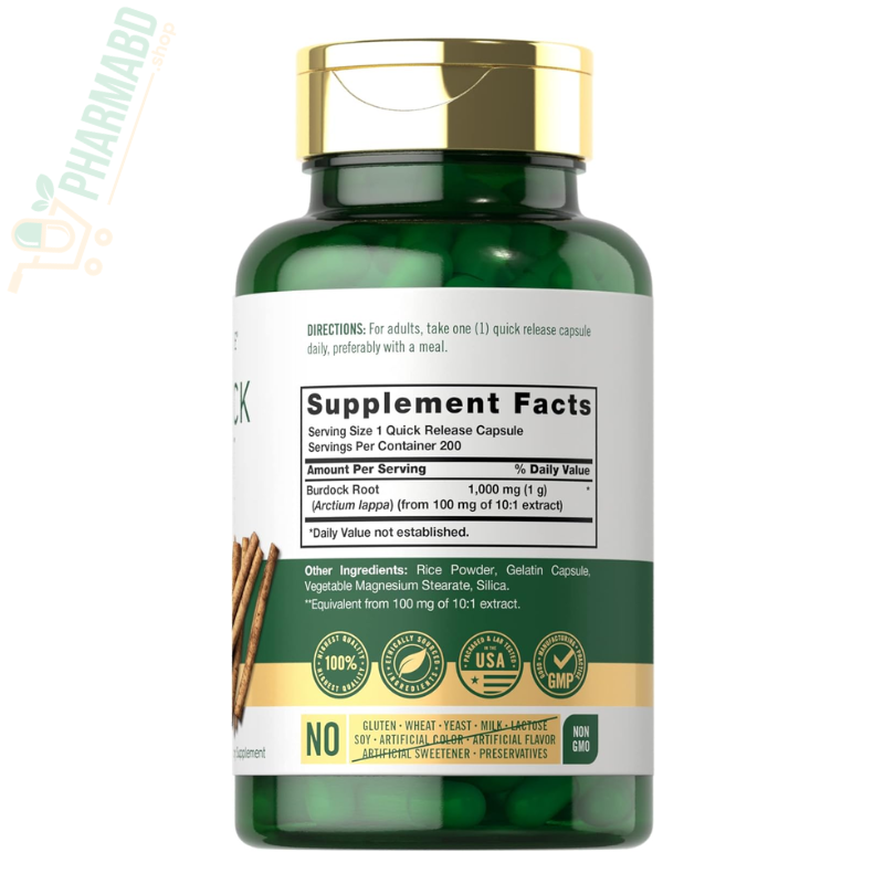Carlyle Burdock Root Supplement, 200 Capsules