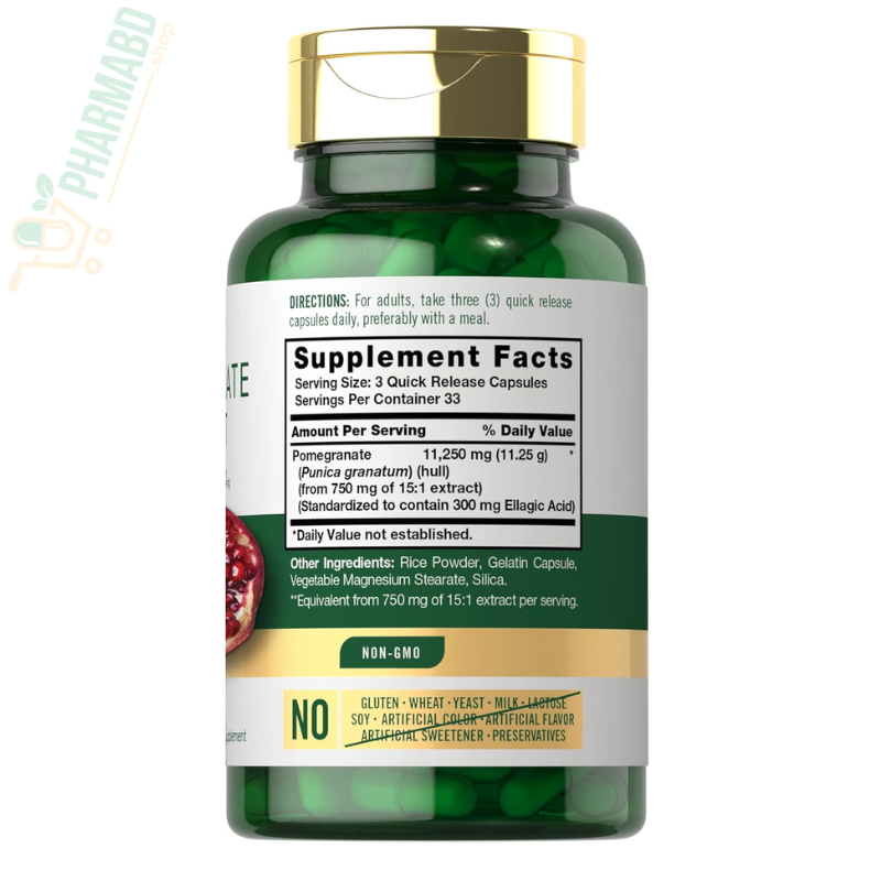 Carlyle Pomegranate Extract Supplement, 100 Capsules