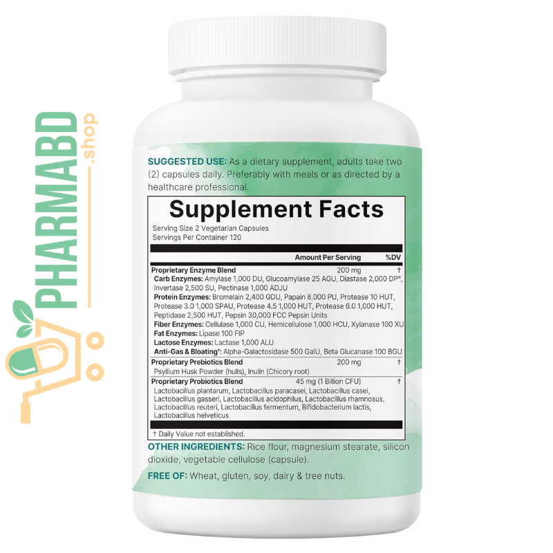 Micro Ingredients Super Enzymes with Prebiotics & Probiotics, 240 Veg Caps