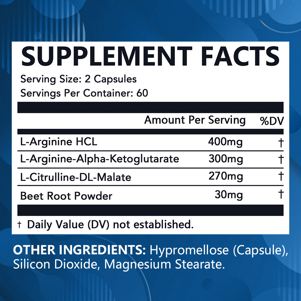 VitalXtra L-Arginine + L-Citrulline Supplement with Beet root Powder, 120 Capsules
