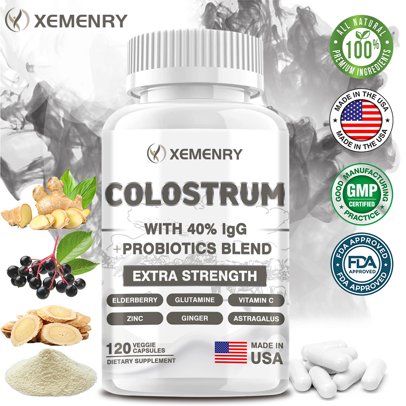 Xemenry Bovine Colostrum Supplement 40% IgG, 120 Capsules