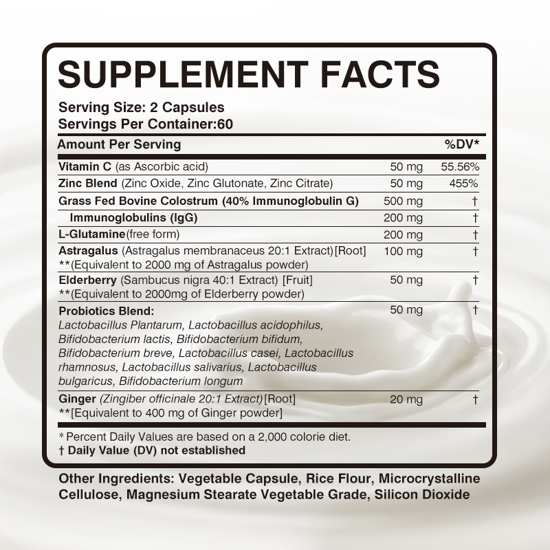 Xemenry Bovine Colostrum Supplement 40% IgG, 120 Capsules