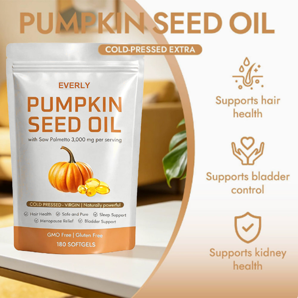 Everly Pumpkin Seed Oil with Saw Palmetto 3000 mg, 180 Softgels