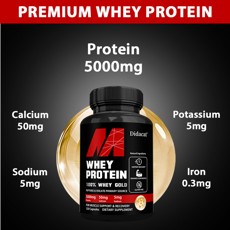 Didacat Whey Protein Supplement 5000 mg, 120 Capsules