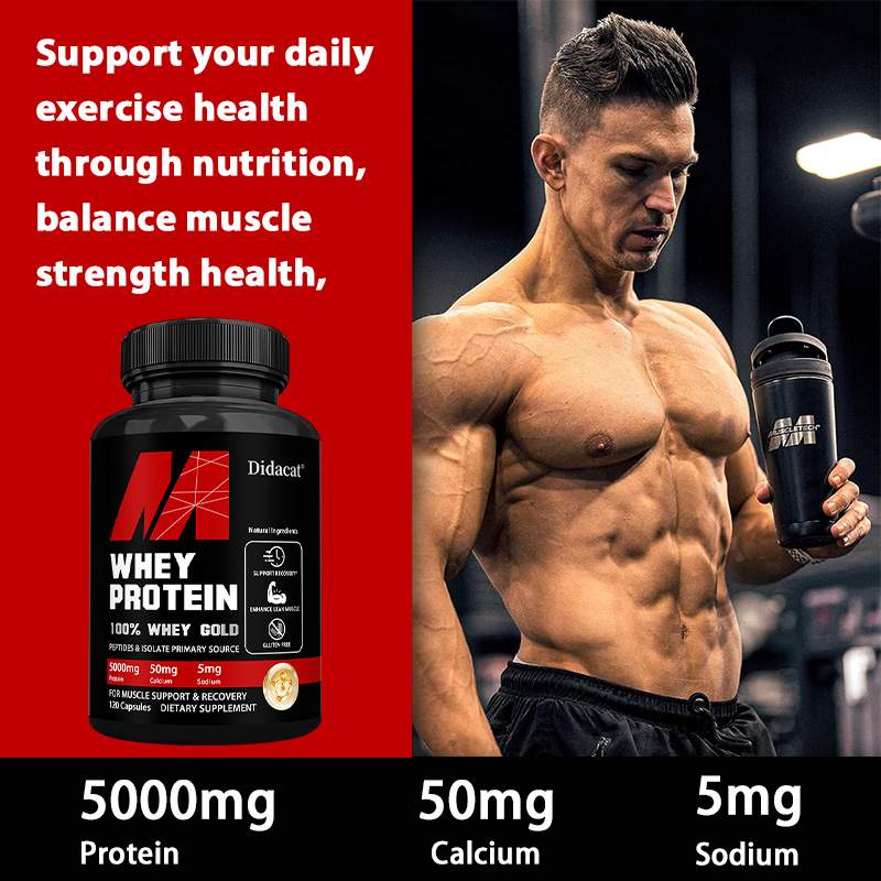 Didacat Whey Protein Supplement 5000 mg, 120 Capsules