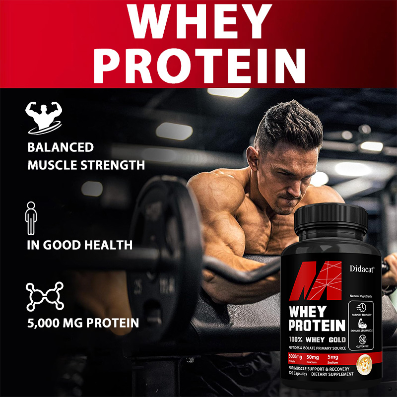 Didacat Whey Protein Supplement 5000 mg, 120 Capsules