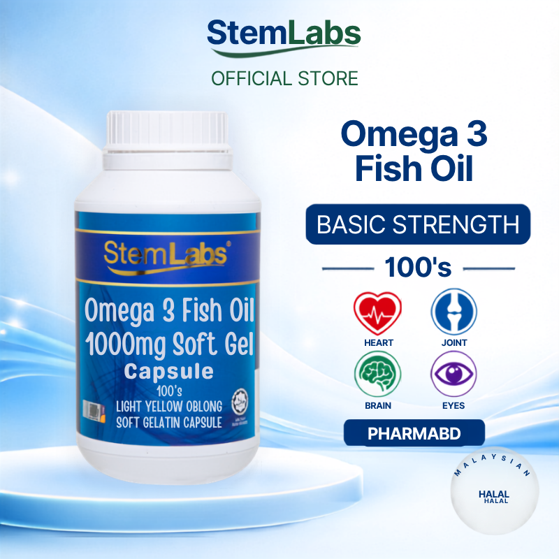 StemLabs Omega 3 Fish Oil 1000 mg, 100 Capsules