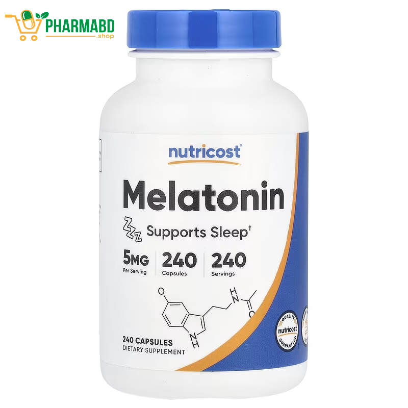 Nutricost Melatonin 5 mg, Supports Sleep, 240 Capsules