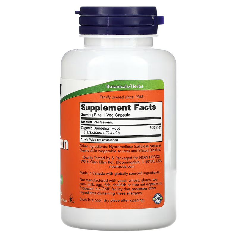 NOW Foods Dandelion Root 500 mg, 100 Veg Caps