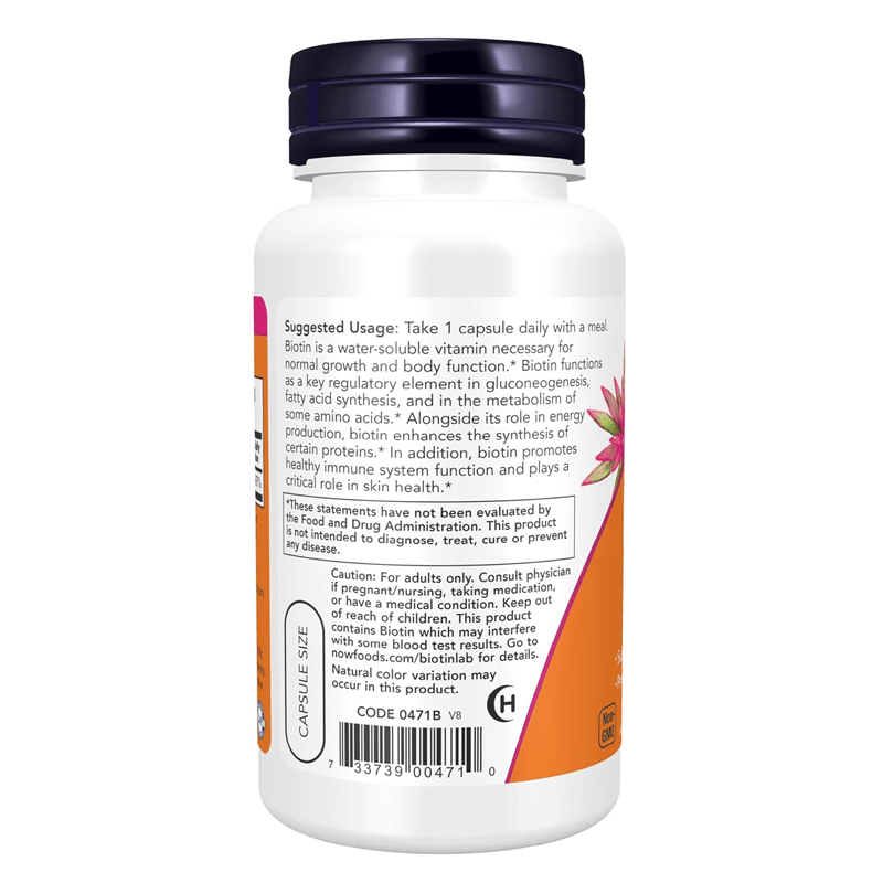 NOW Foods, Biotin Supplement 5,000 mcg, 60 Veg Caps