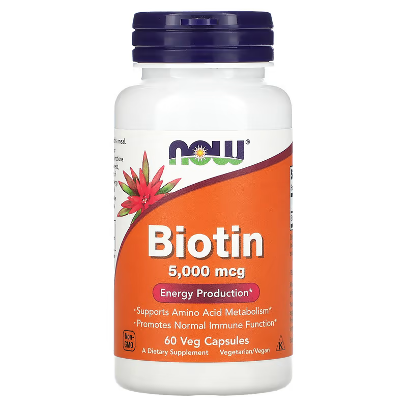 NOW Foods, Biotin Supplement 5,000 mcg, 60 Veg Caps