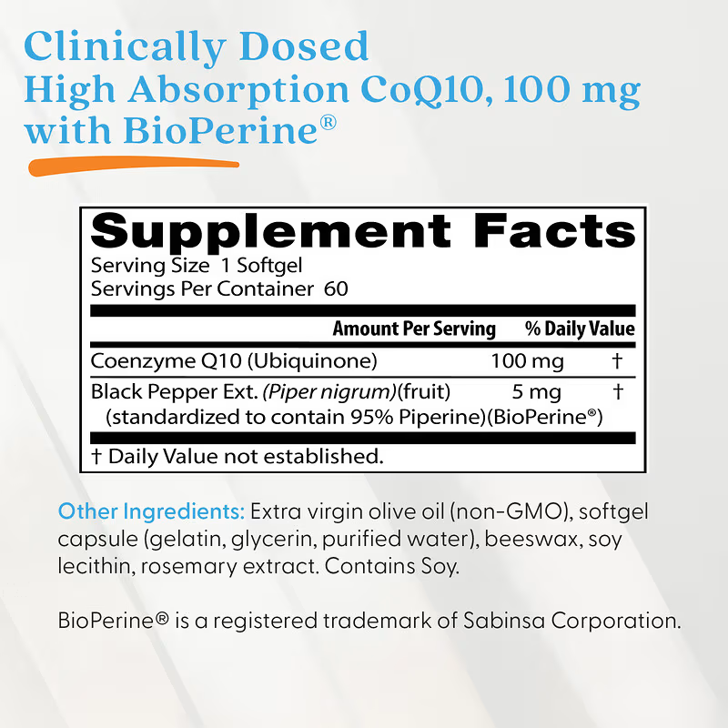 Doctor's Best, High Absorption CoQ10 Supplement, 60 Softgels