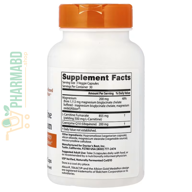Doctor's Best CoQ10 L-Carnitine Magnesium, 90 Veg Caps