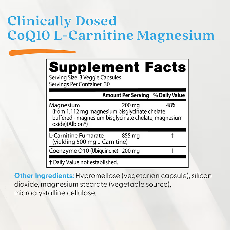 Doctor's Best CoQ10 L-Carnitine Magnesium, 90 Veg Caps